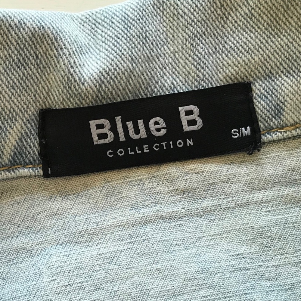 BLUE B. BUCKLE RHINESTONE FRINGE DENIM JACKET S/M LIGHT WASH CONCERT WESTERN - Picture 8 of 13